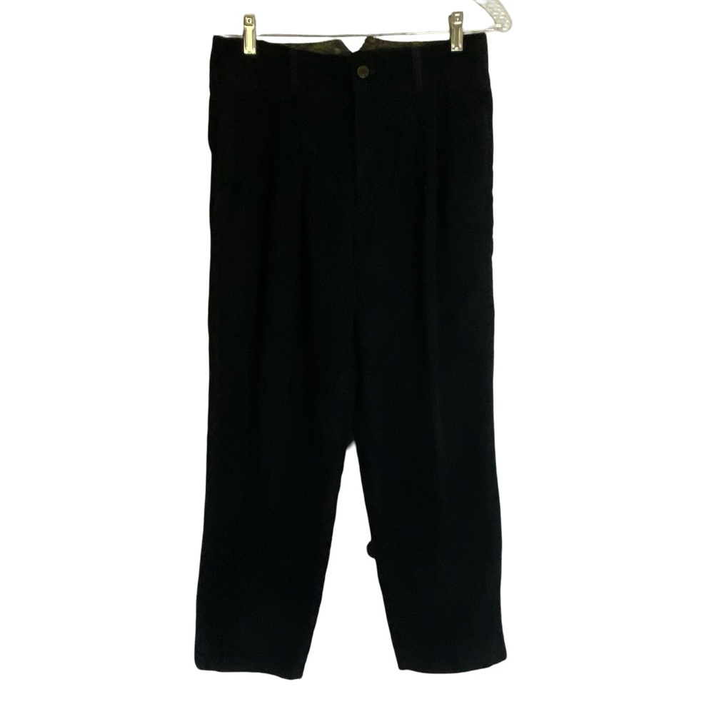 Steel Women's 28WX26 Vintage Black High Waist Pleated Loose Fit Corduroy Pants.